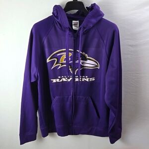 Baltimore Ravens NFL Jerzees Sport Zip Up Deep Purple Fleece Hoodie Sz L